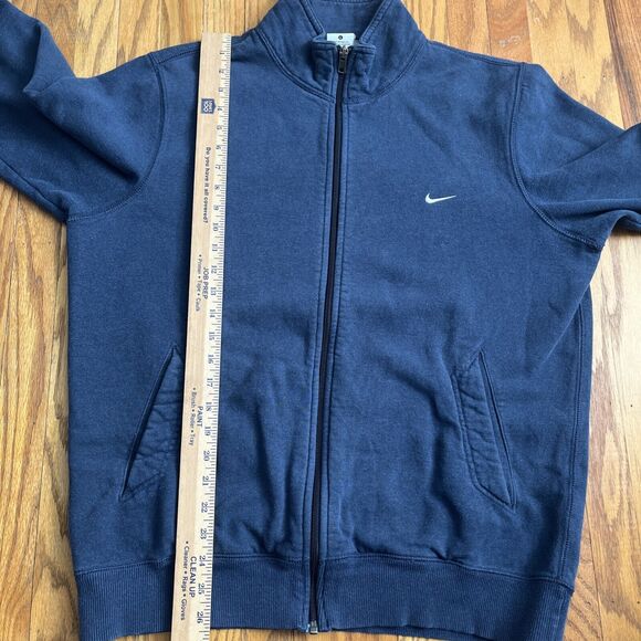 Nike Essentials Swoosh Mens Large Full Zip Up Long Sleeve High Neck Jacket Navy - Picture 5 of 9